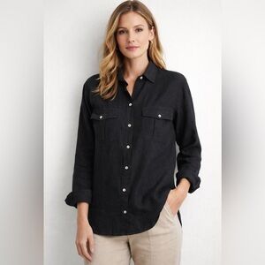 Harold’s‎ Black Linen Button Down Shirt Size 8